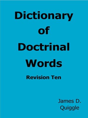 cover image of Dictionary of Doctrinal Words